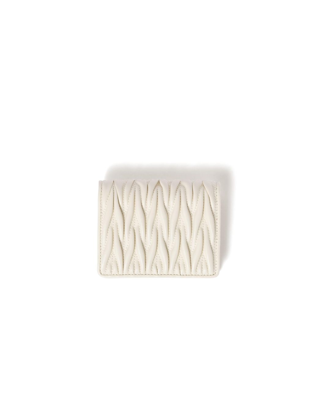Miu Miu White Small Matelassé Nappa Leather Wallet