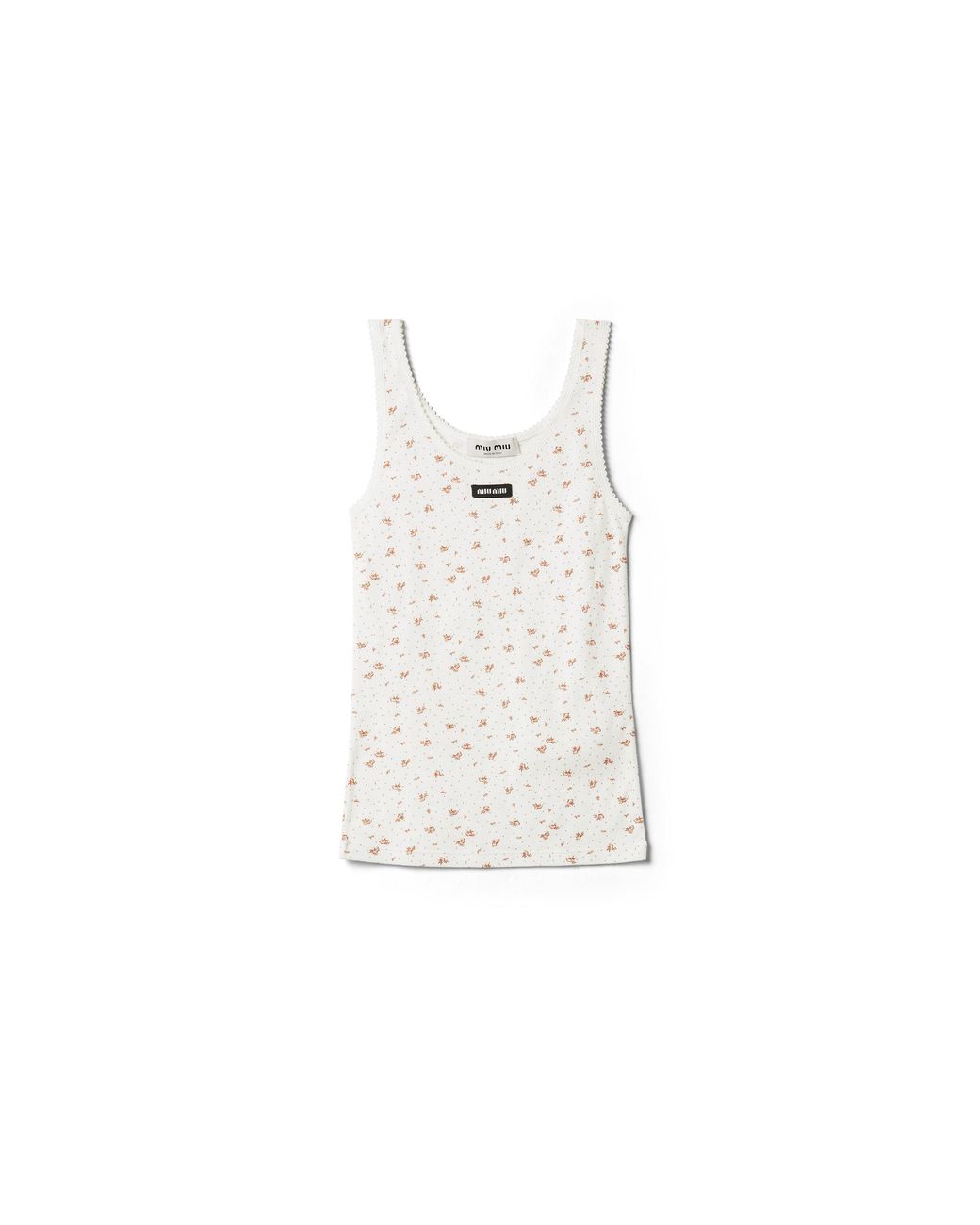 Miu Miu White Ribbed Jersey Tank Top