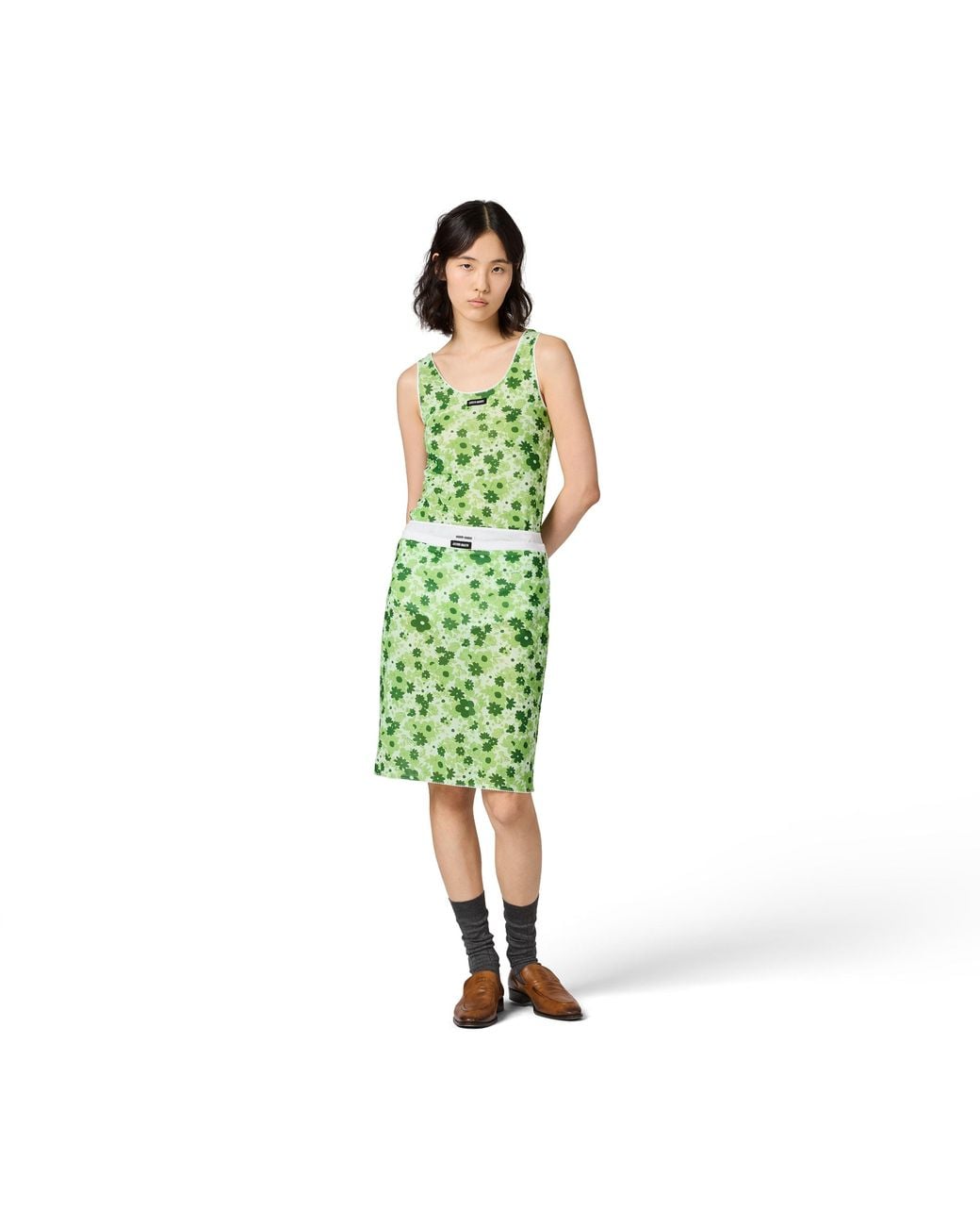 Miu Miu Green Stretch Fabric Tank Top
