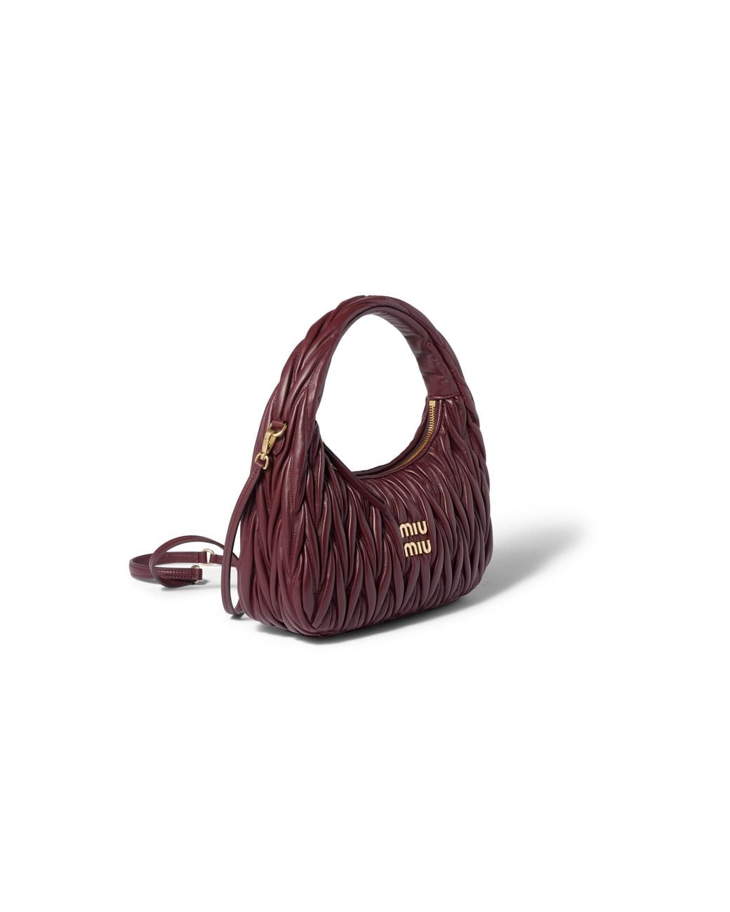Miu Miu Brown Wander Matelassé Nappa Leather Hobo Bag