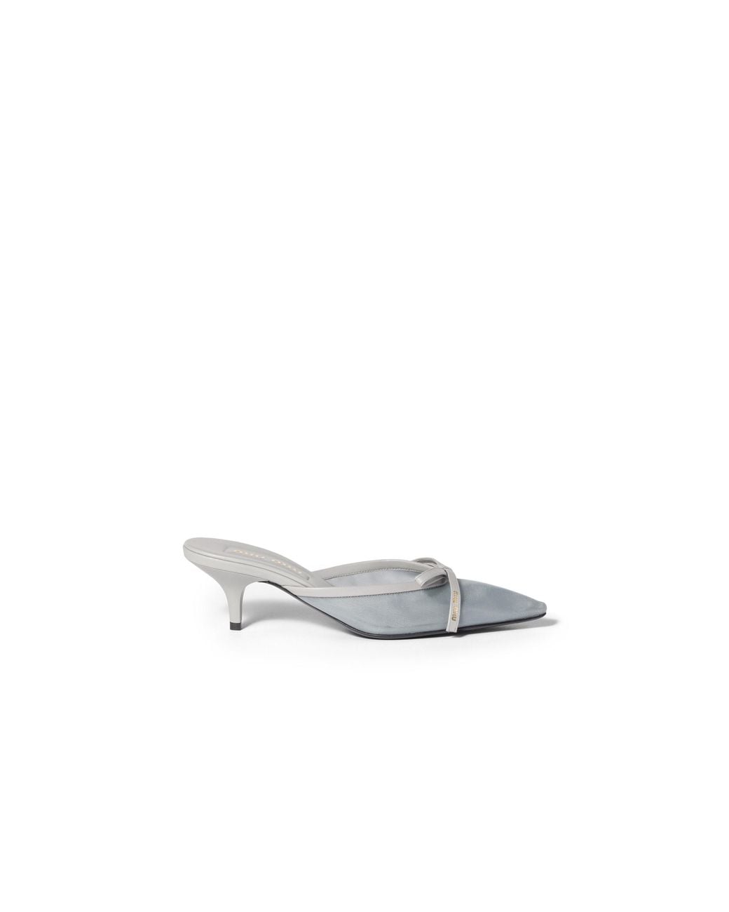 Miu Miu White Mesh Fabric Heeled Mules