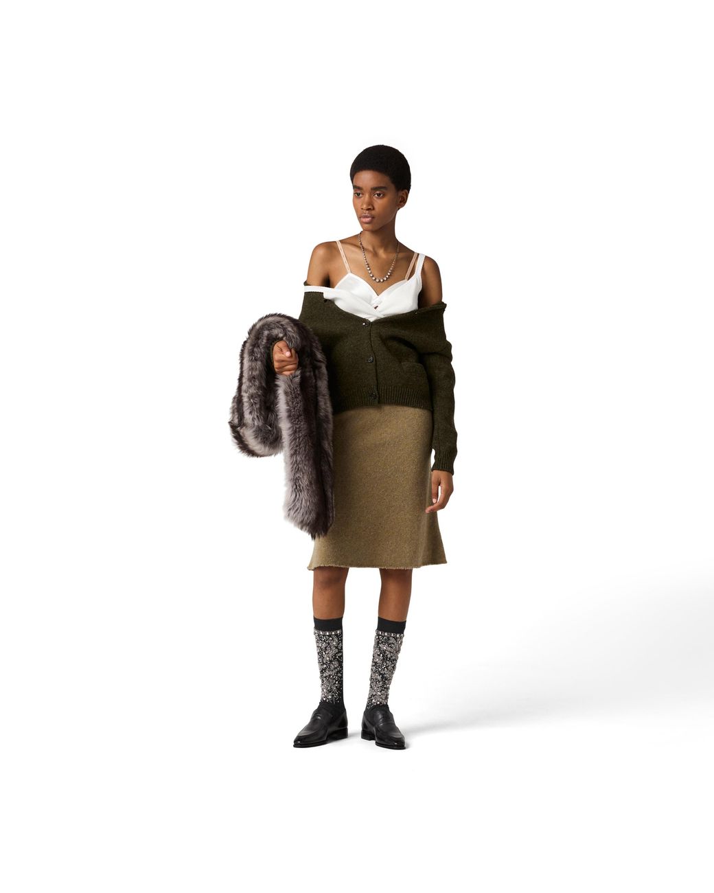 Miu Miu Green Wool Cardigan