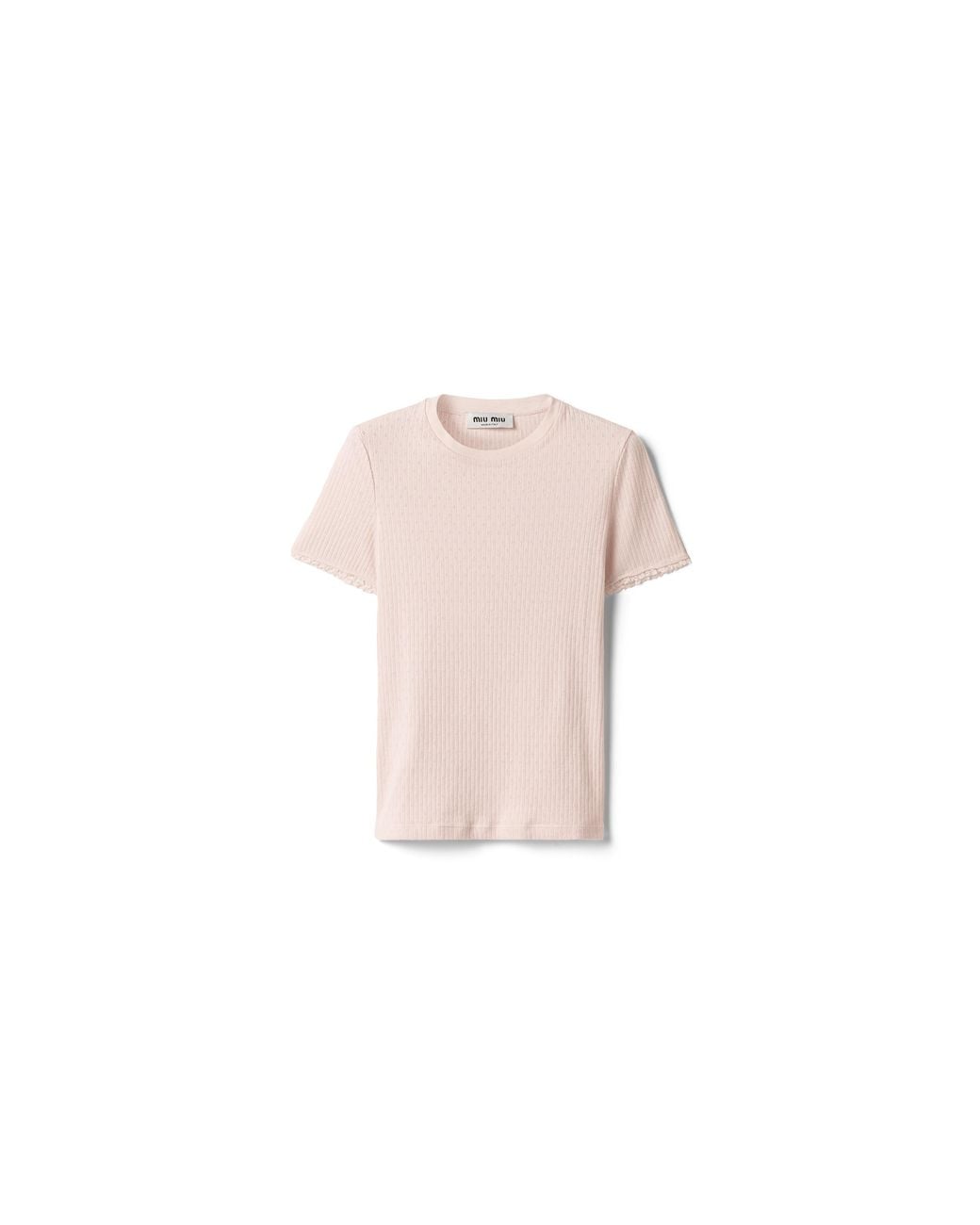 Miu Miu Pink Pointelle Cotton T-Shirt