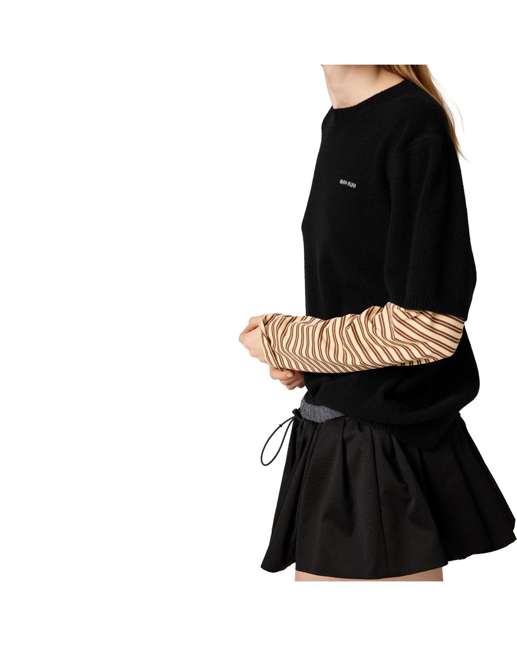 Miu Miu Black Cashmere And Jersey Sweater