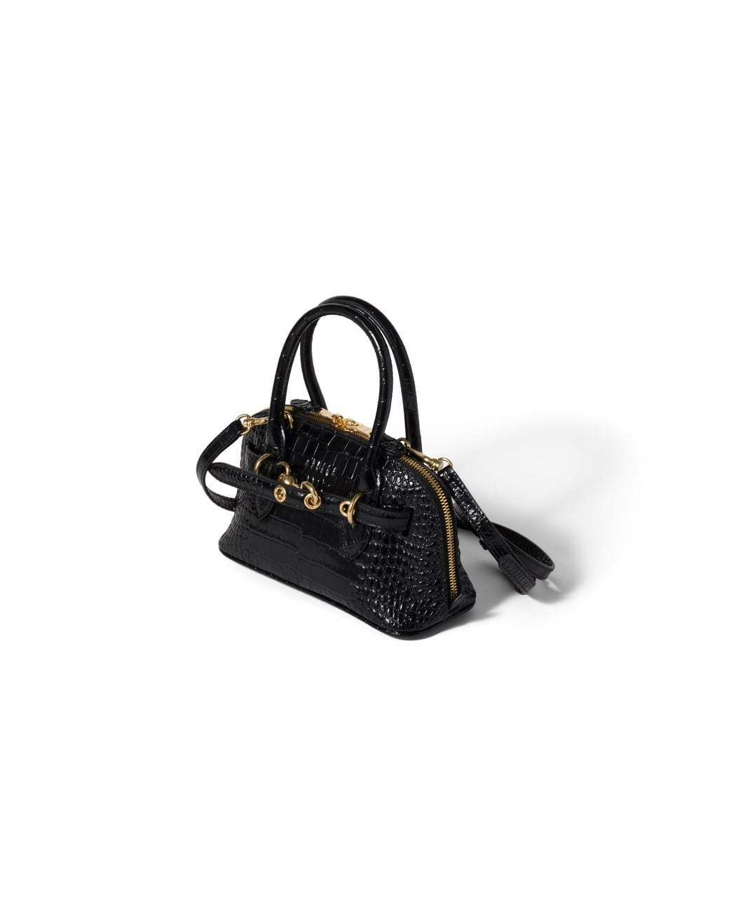 Miu Miu Black Aventure Crocodile Embossed Calfskin Mini-Bag