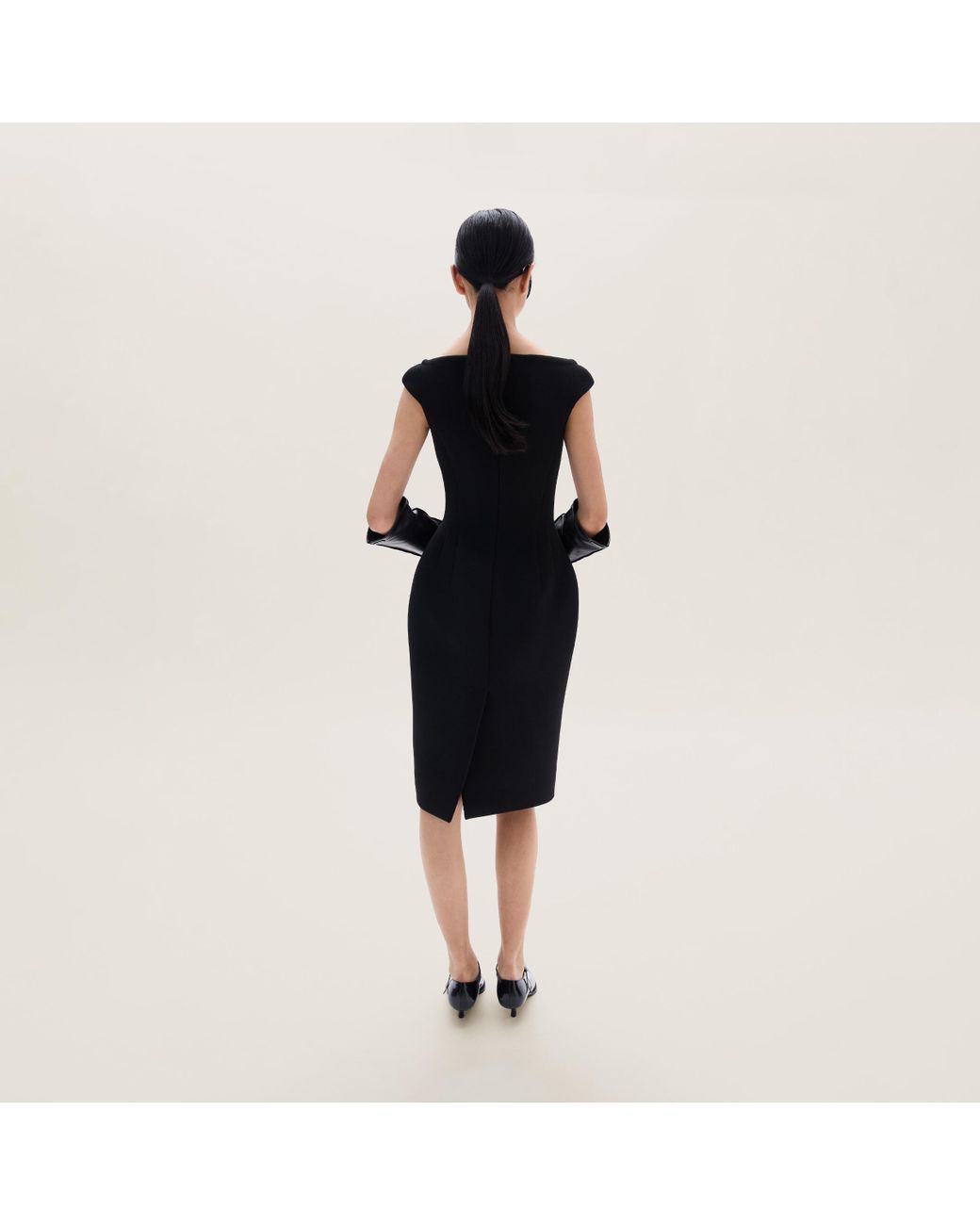 Miu Miu Natte Wool Sheath Dress in Black | Lyst
