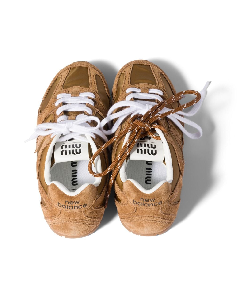Miu Miu Metallic New Balance X 530 Sl Technical Fabric And Suede Sneakers