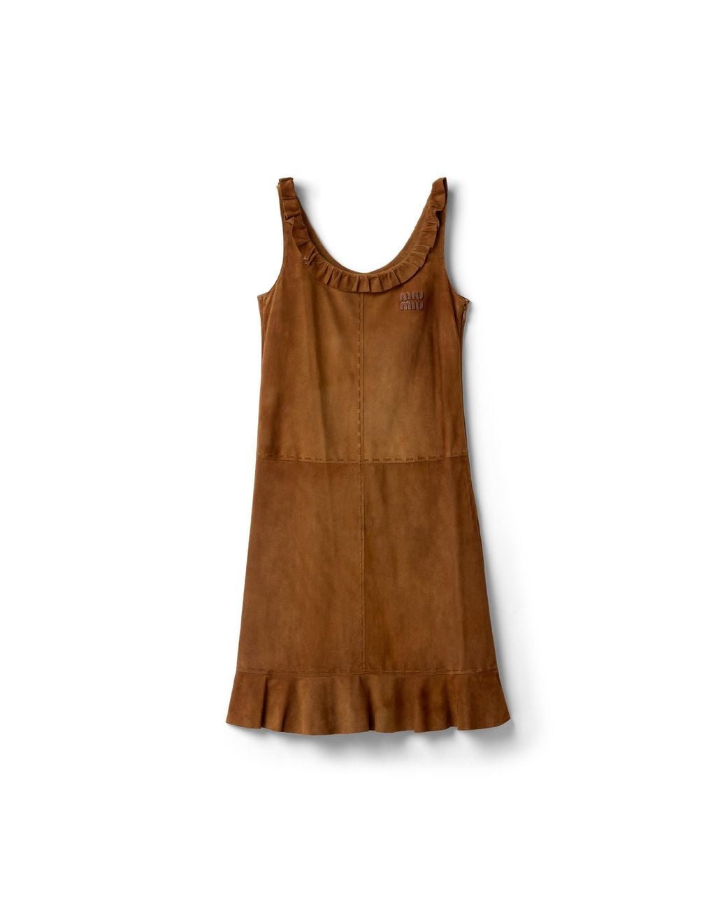 Miu Miu Brown Waxed Suede Dress