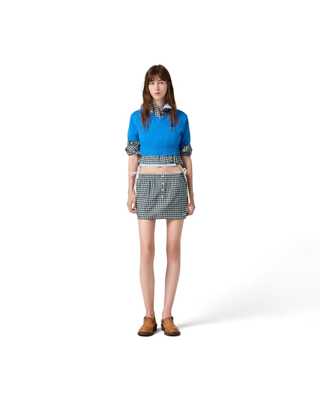 Miu Miu Blue Cropped Cashmere Sweater