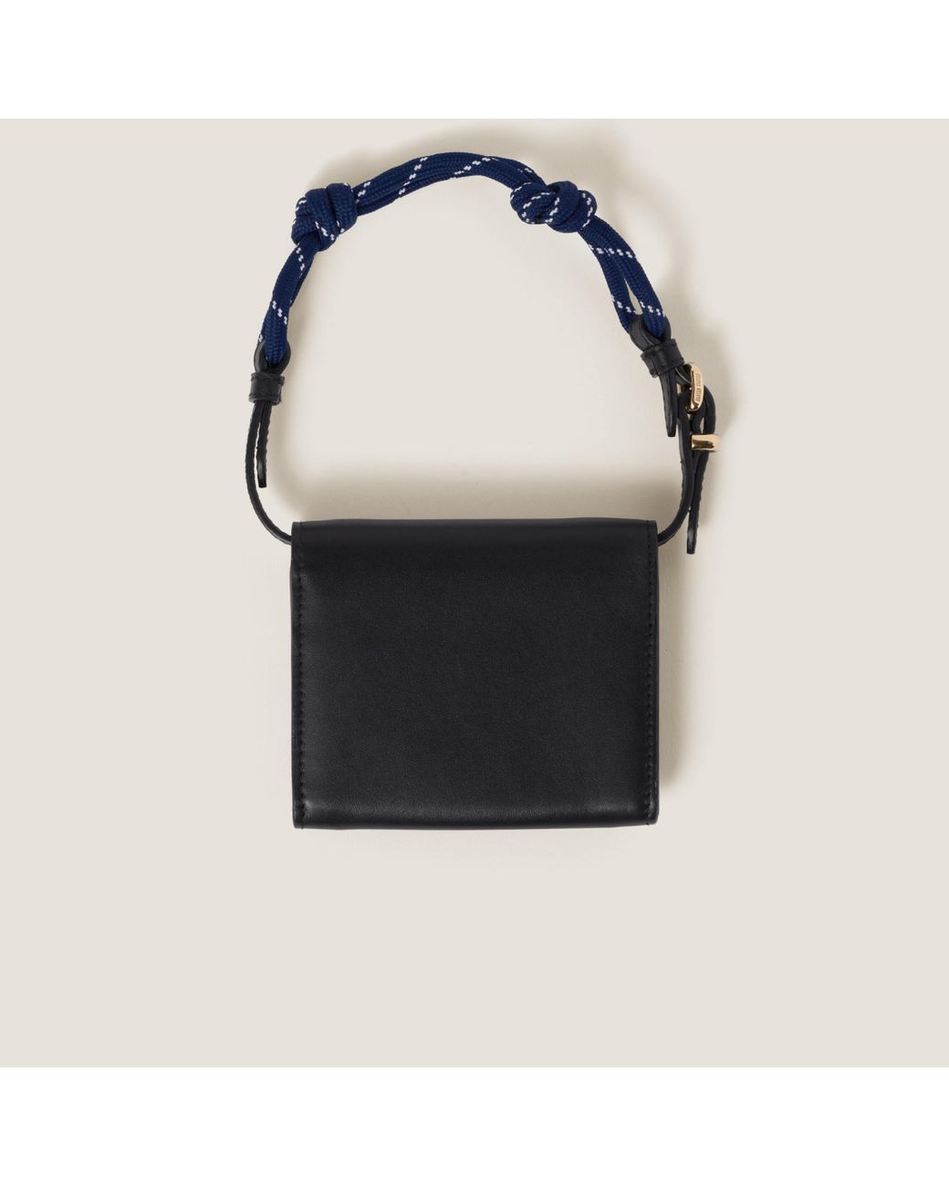 Miu Miu Leather Wallet With Leather And Cord Shoulder Strap Miu Miu Leather Wallet With Leather And Cord Shoulder Strap