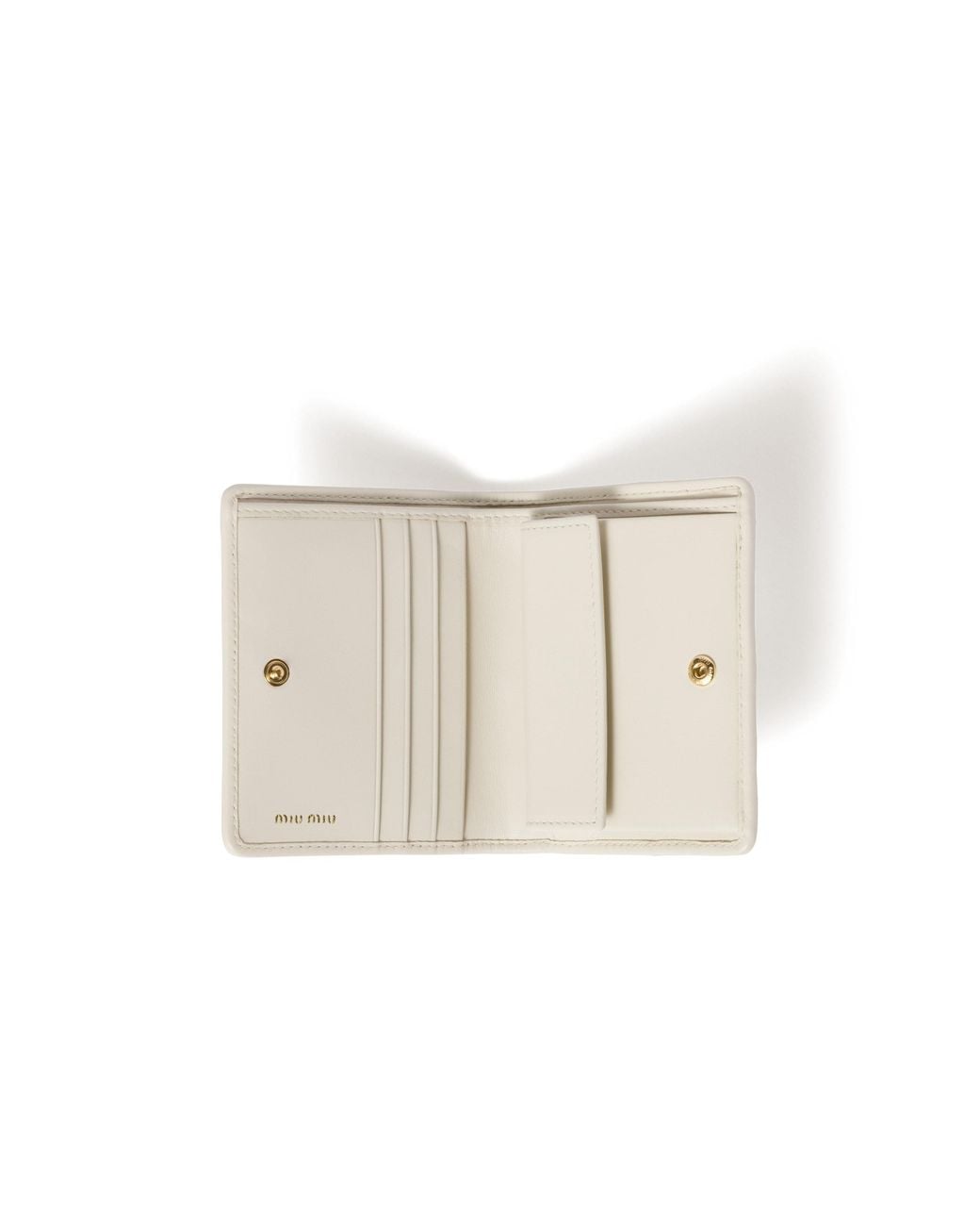 Miu Miu White Small Matelassé Nappa Leather Wallet