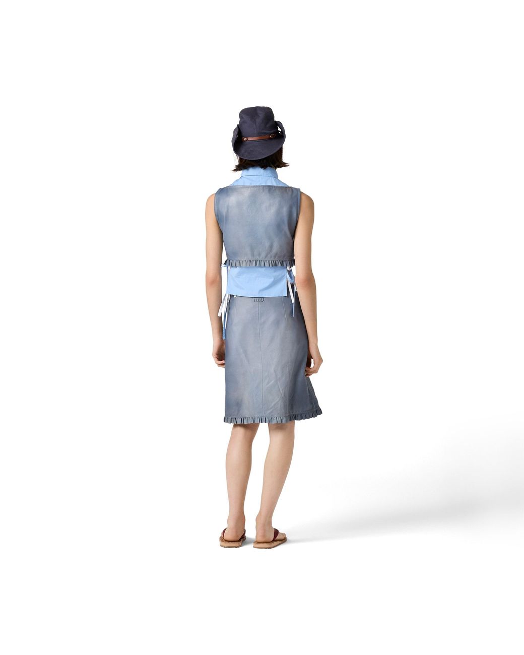 Miu Miu Blue Nappa Leather Skirt