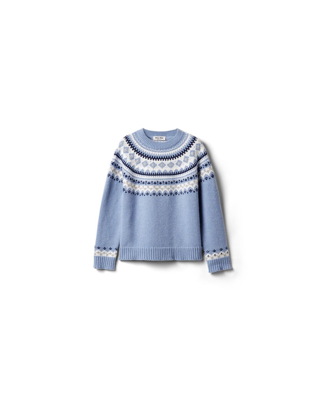 Miu Miu Blue Wool Crew-Neck Sweater
