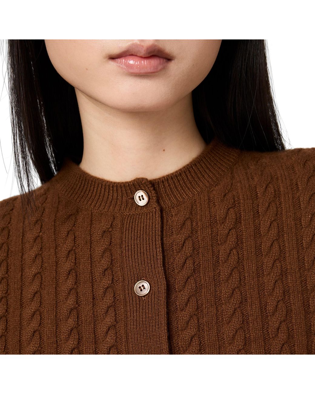 Miu Miu Brown Cable-Knit Cashmere Cardigan