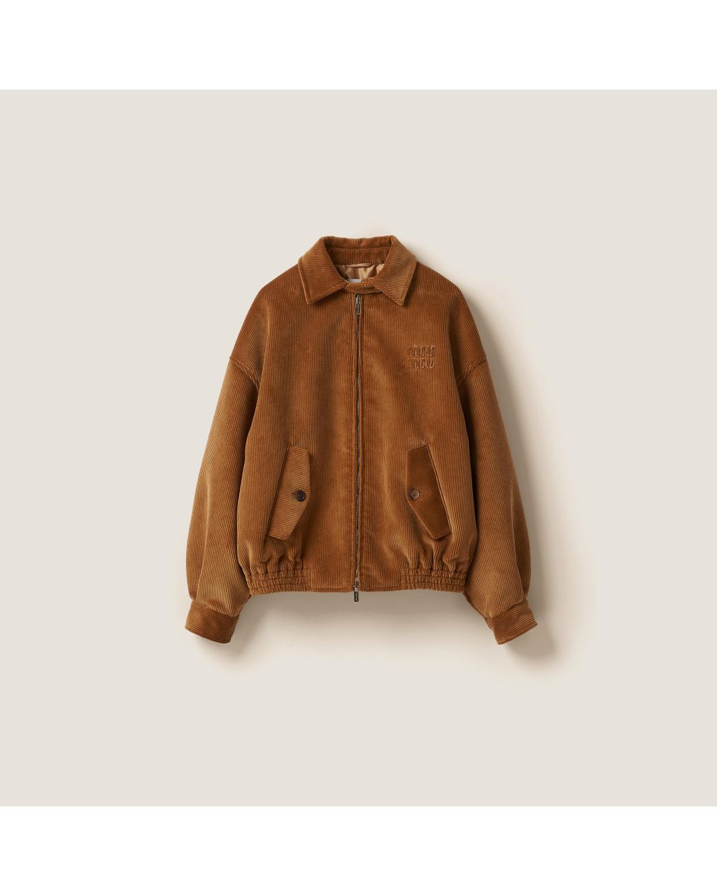 ジャケット MIUMIU OVERSIZED PADDED BOMBER JACKET IN CORDUROY Miu Miu Zip-Up Corduroy Collar Crop Padded Bomber Jacket