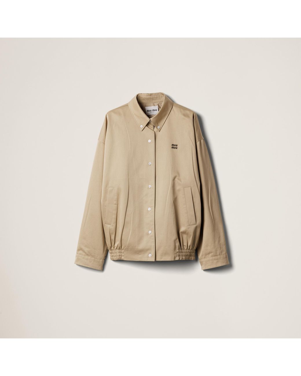 Miu Miu Chino Cloth Blouson Jacket in Natural | Lyst