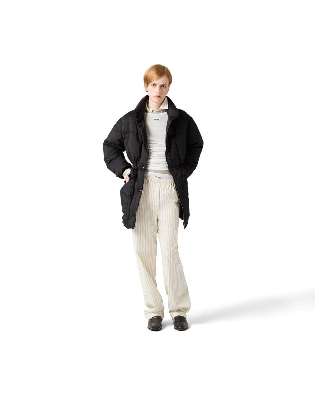 Miu Miu Black Technical Pongé Down Long Jacket