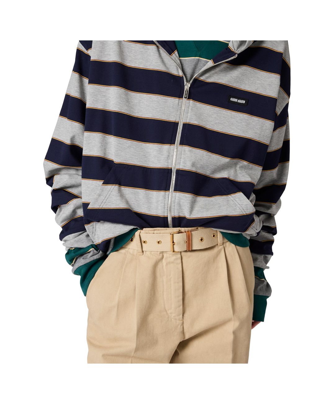 Miu Miu Blue Striped Jersey Hoodie