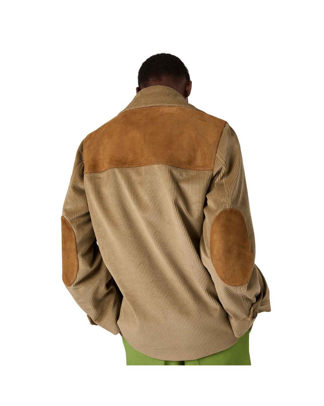 Miu Miu Brown Single-Breasted Corduroy And Leather Jacket