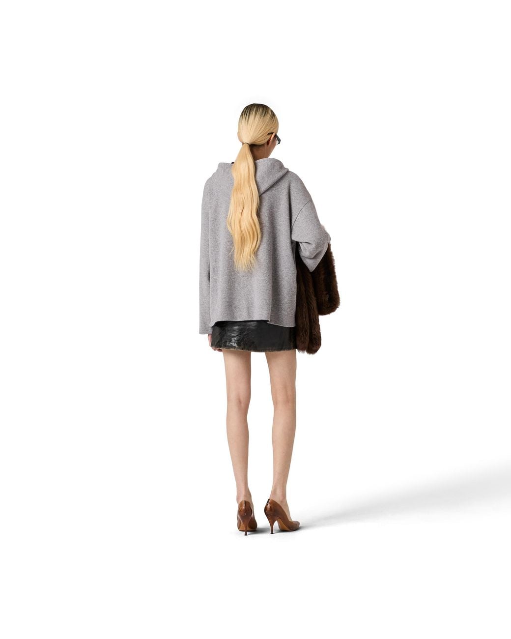 Miu Miu Gray Cashmere Cardigan Hoodie