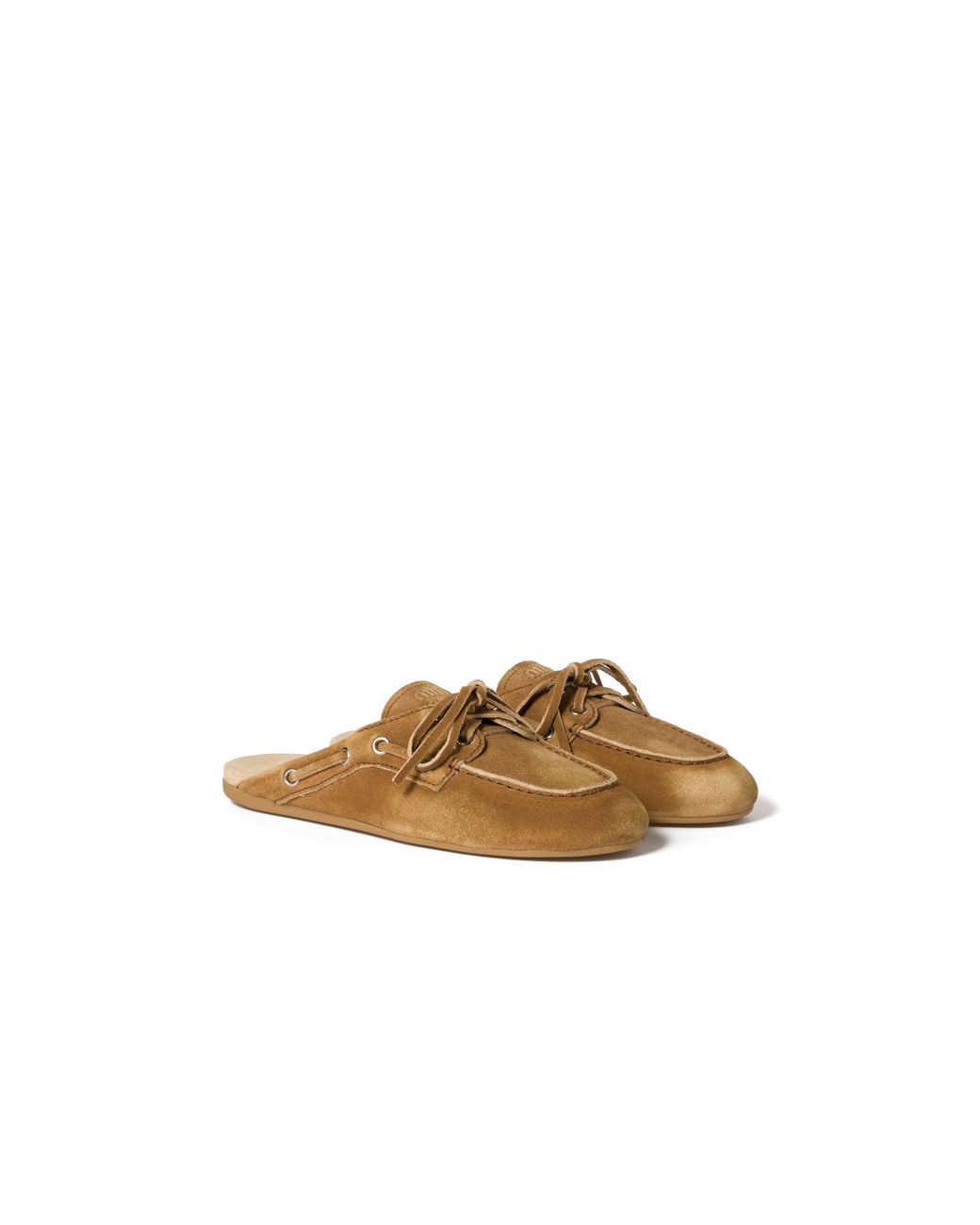Miu Miu Brown Faded Suede Deck Mules