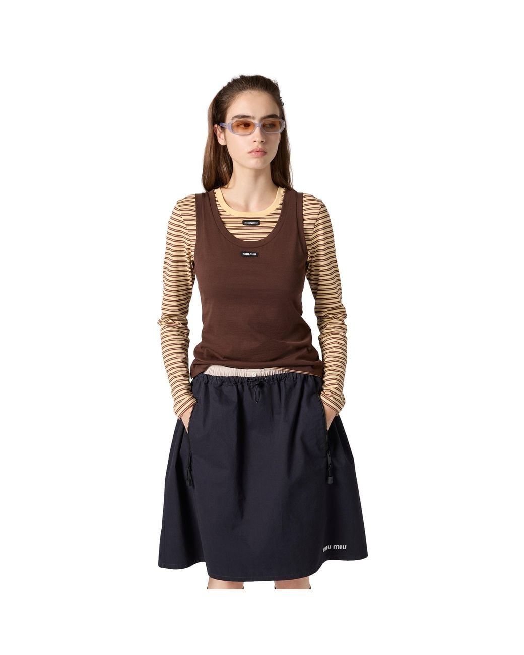 Miu Miu Brown Jersey Tank Top And T-Shirt