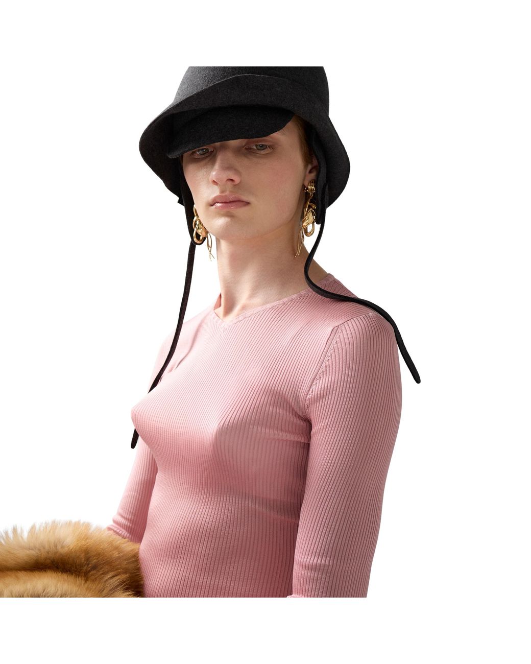 Miu Miu Pink Silk V-Neck Sweater