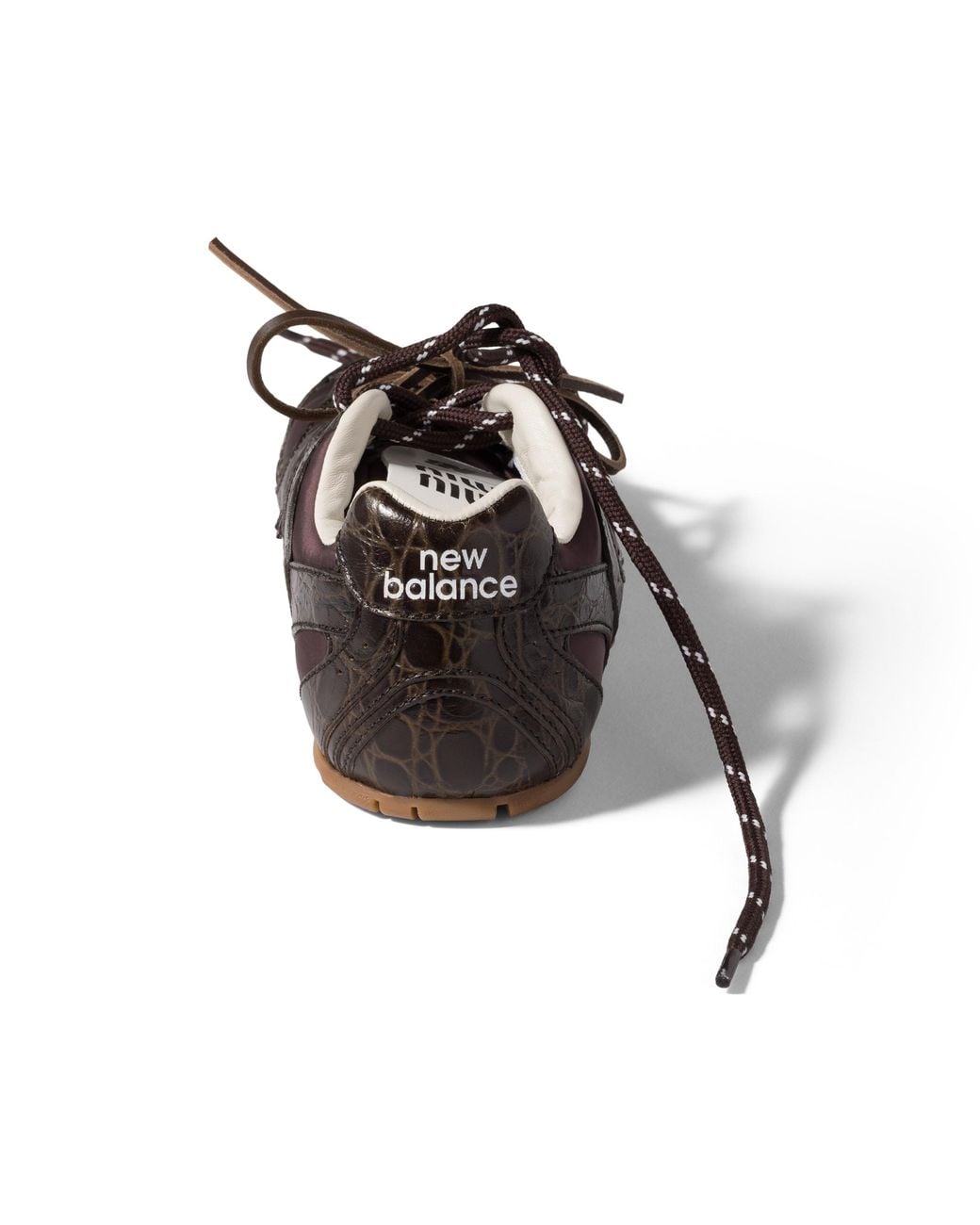 Miu Miu Brown New Balance X 530 Sl Croco-Embossed Leather And Technical Fabric Sneakers