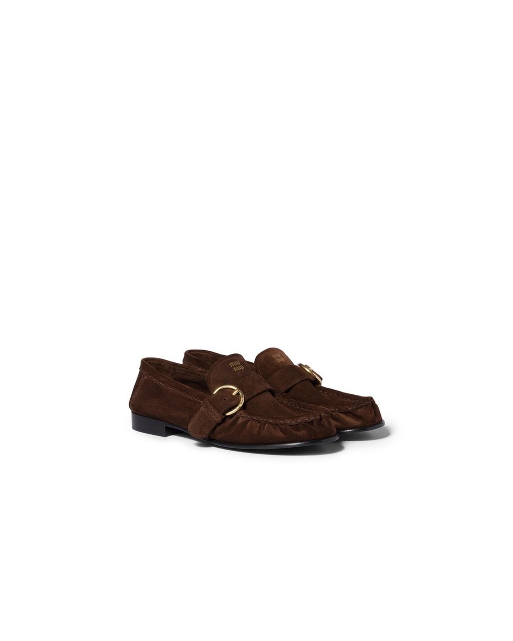 Miu Miu Brown Suede Loafers With Buckle