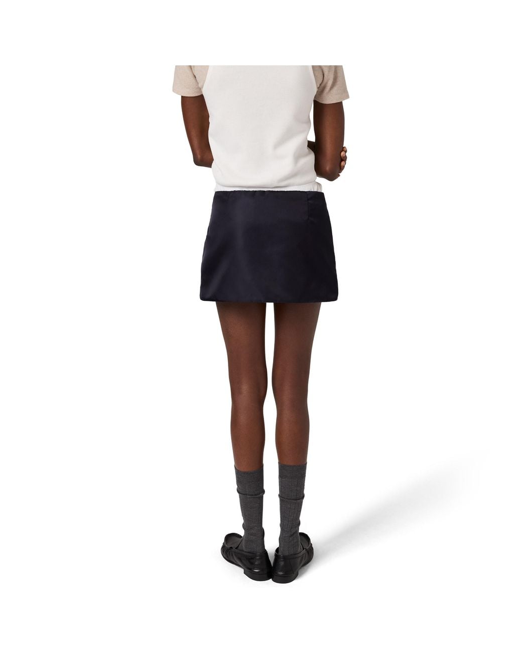 Miu Miu Black Technical Gazar And Fleece Skirt