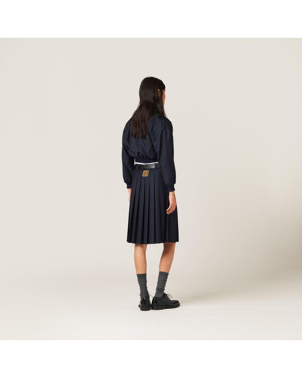 【MIUMIU】バタビアボンバージャケット Miu Miu Batavia ボンバージャケット | ブルー | FARFETCH JP