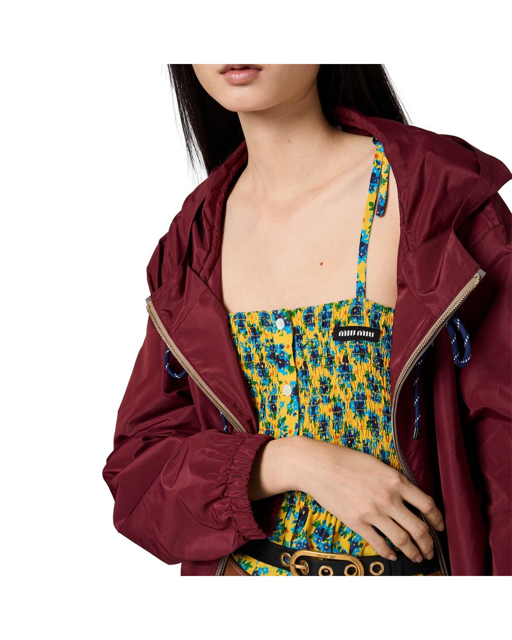 Miu Miu Red Technical Fabric Blouson Jacket