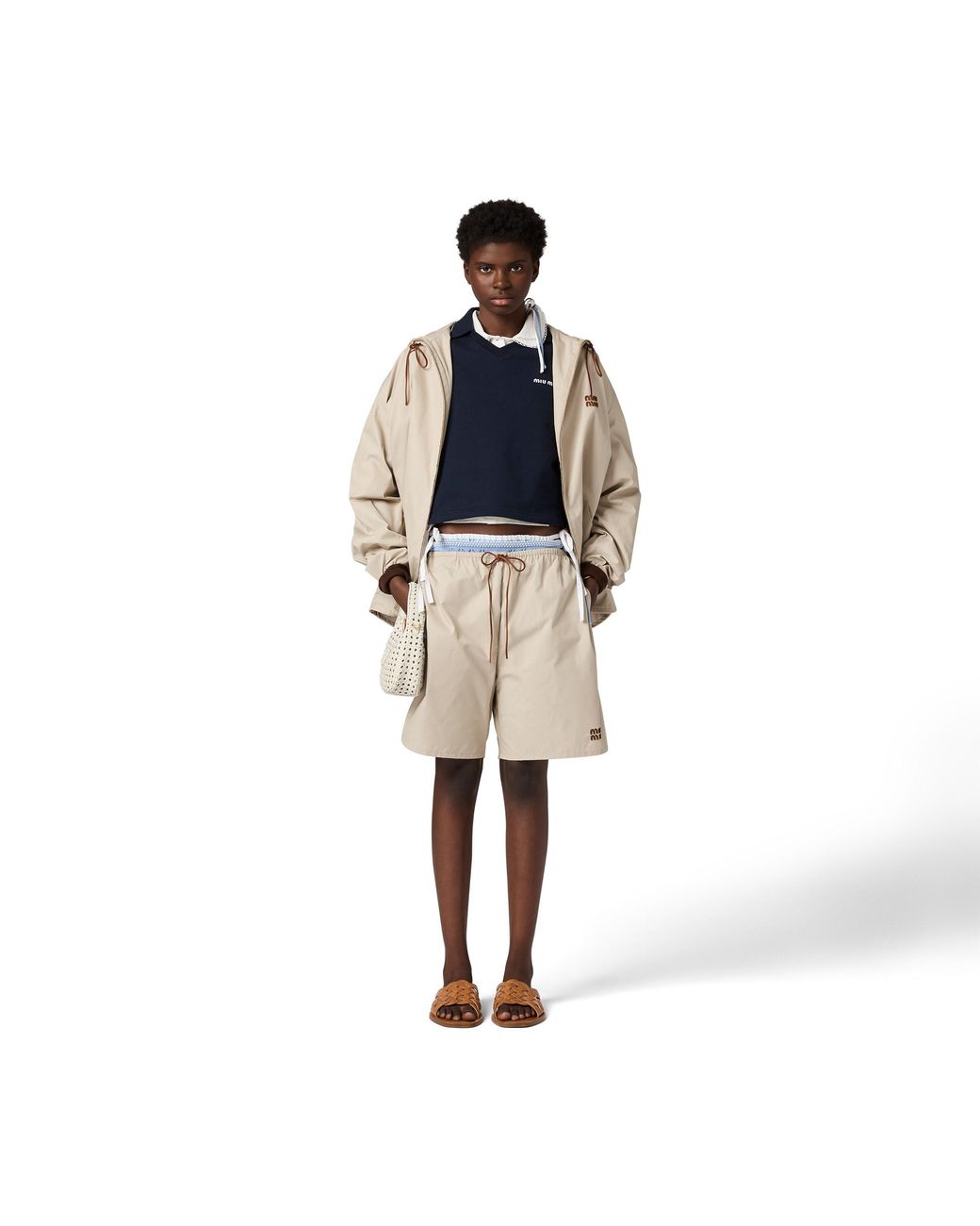 Miu Miu Natural Panama Cotton Bermudas