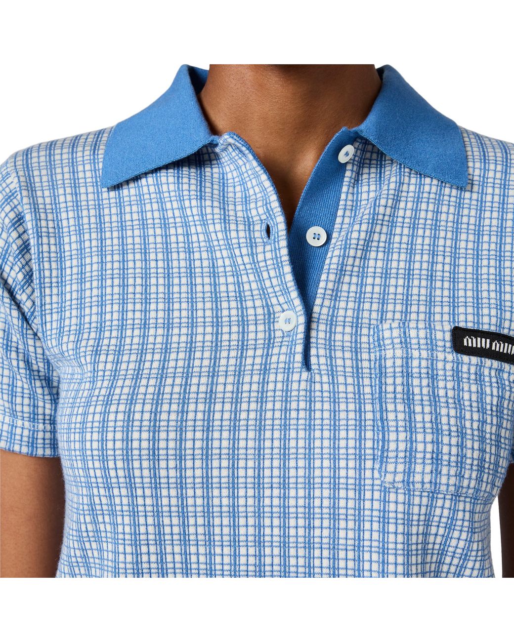Miu Miu Blue Cashmere And Silk Polo Shirt