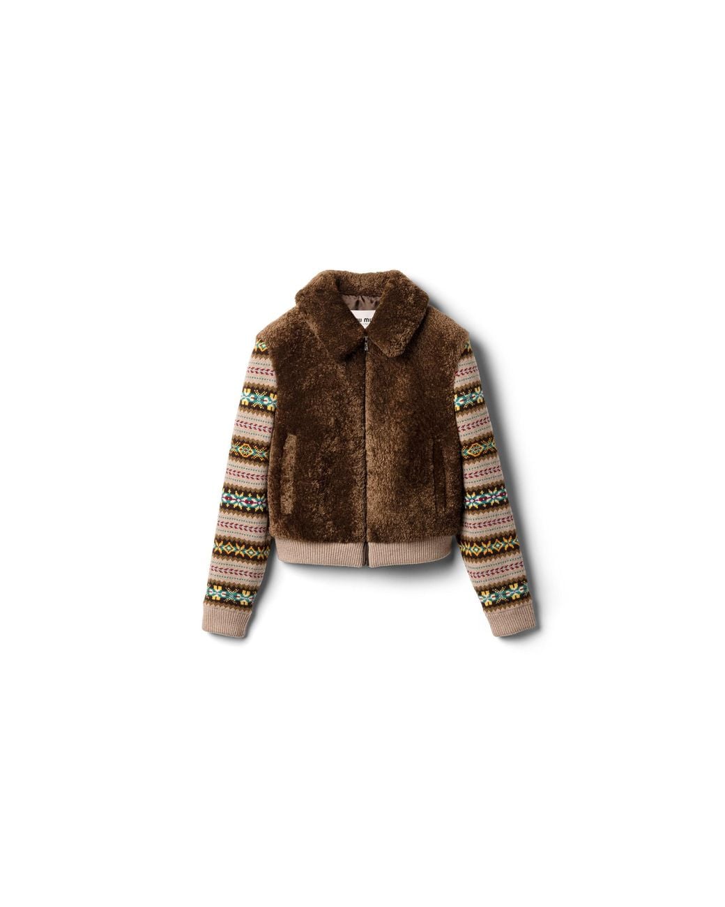 Miu Miu Brown Shearling Blouson Jacket