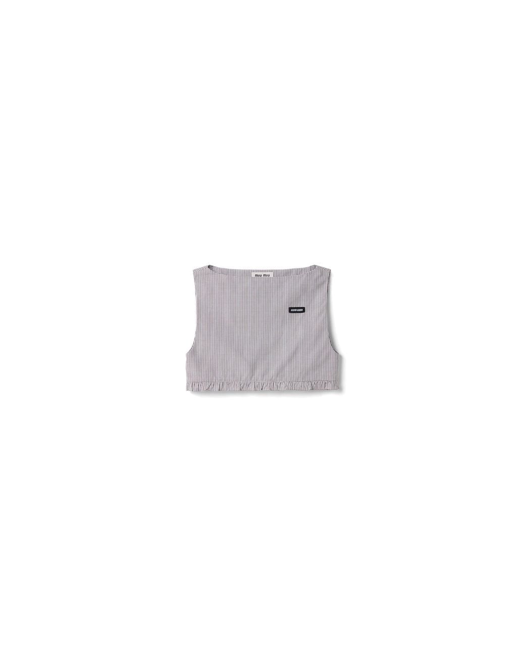 Miu Miu Gray Checked Poplin Crop Top