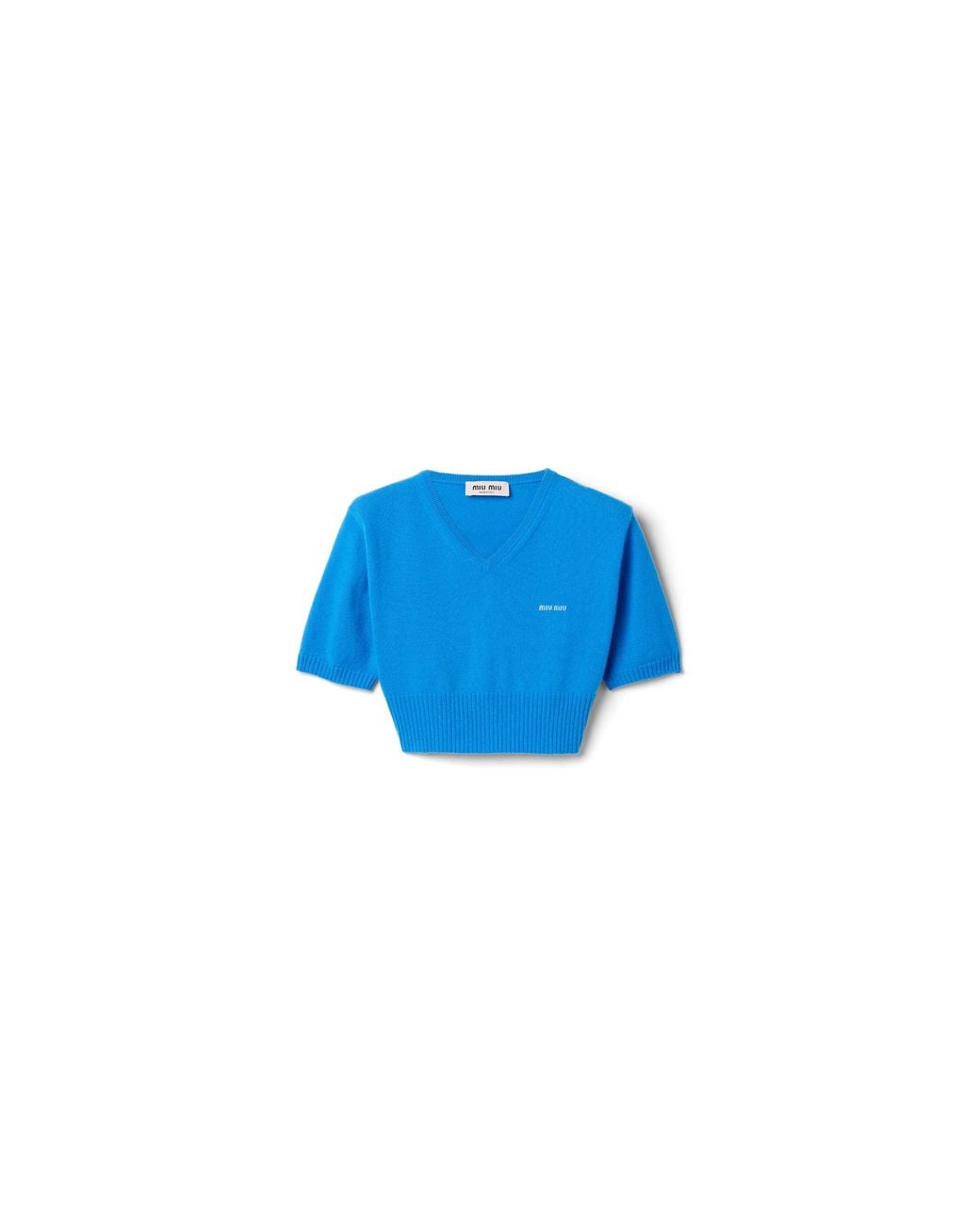 Miu Miu Blue Cropped Cashmere Sweater
