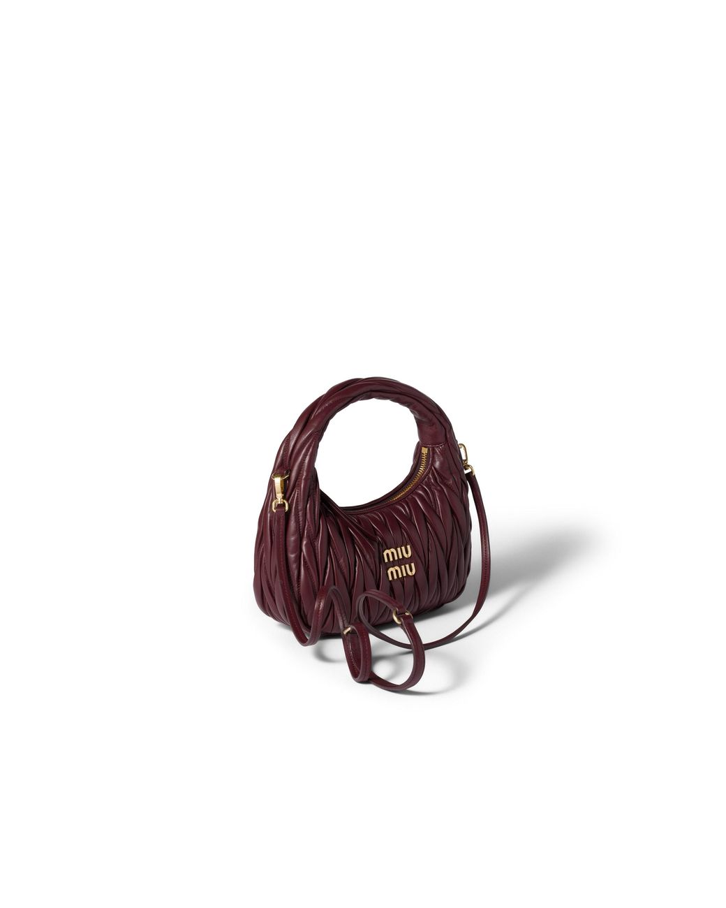 Miu Miu Brown Wander Matelassé Nappa Leather Hobo Bag