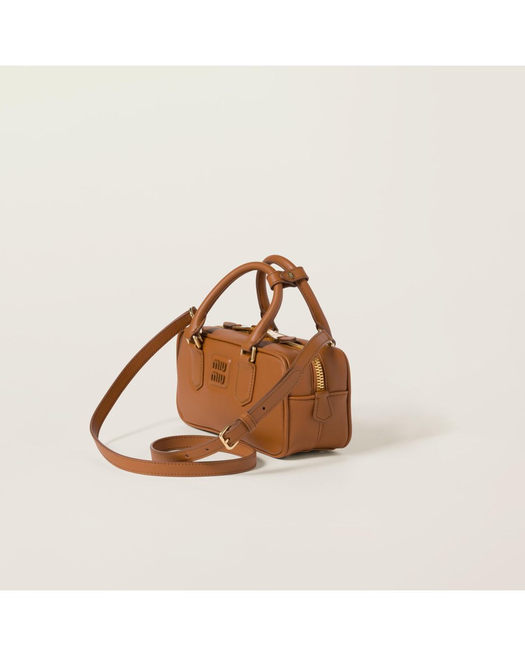 Miu Miu Arcadie Leather Bag in Brown | Lyst