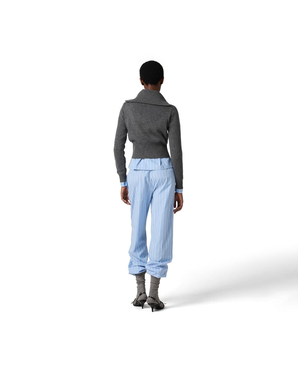 Miu Miu Gray Cashmere Half-Zipper Sweater
