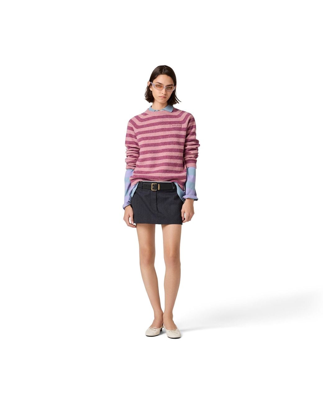 Miu Miu Purple Wool Crew-Neck Sweater