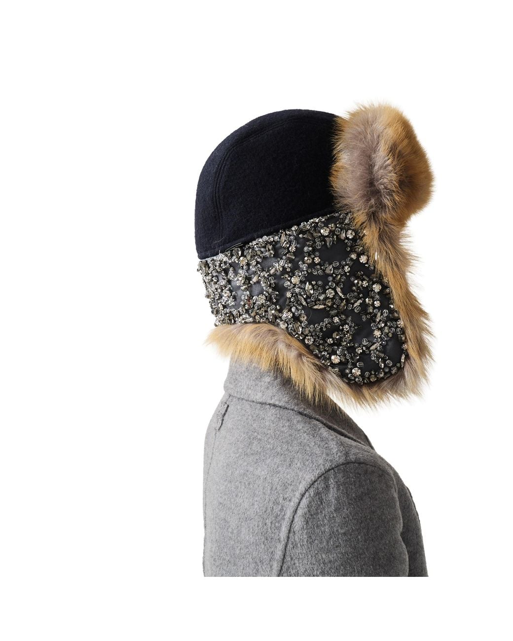 Miu Miu Multicolor Embroidered Wool And Shearling Hat