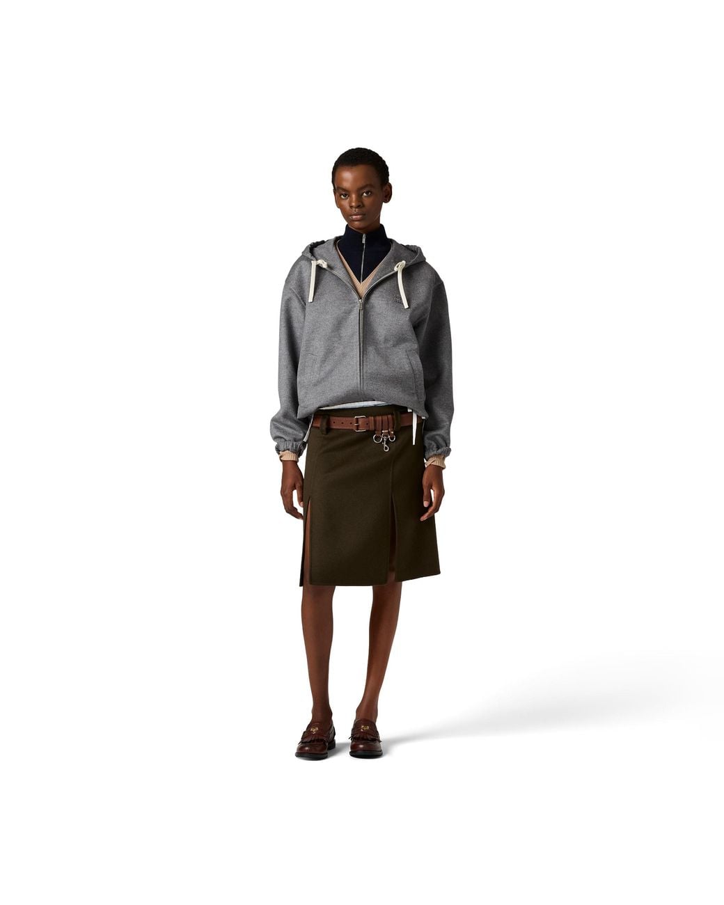 Miu Miu Brown Double Cashmere And Wool Skirt