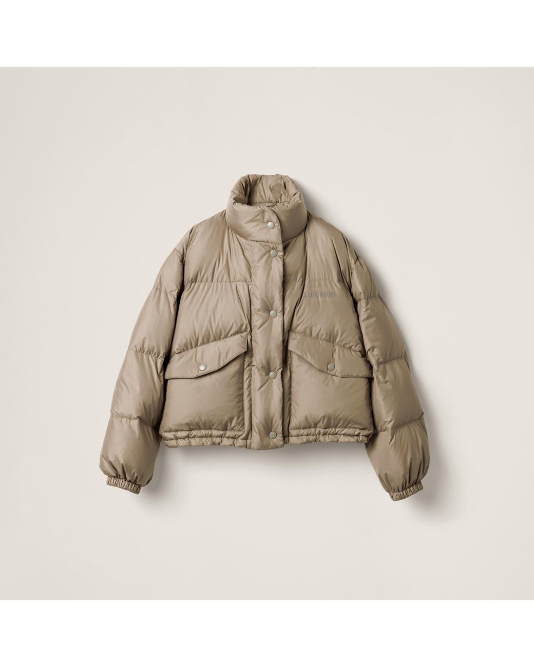 【関税&送料込】Miu Miu Recycled Polyester Hooded Down Jacke Miu Miu Fleece Down Jacket in Gray | Lyst