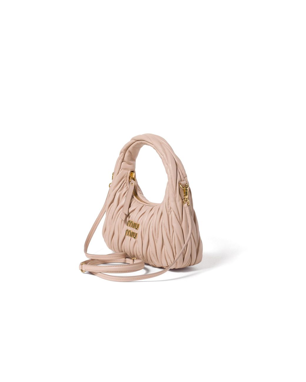 Miu Miu Pink Wander Matelassé Nappa Leather Hobo Bag