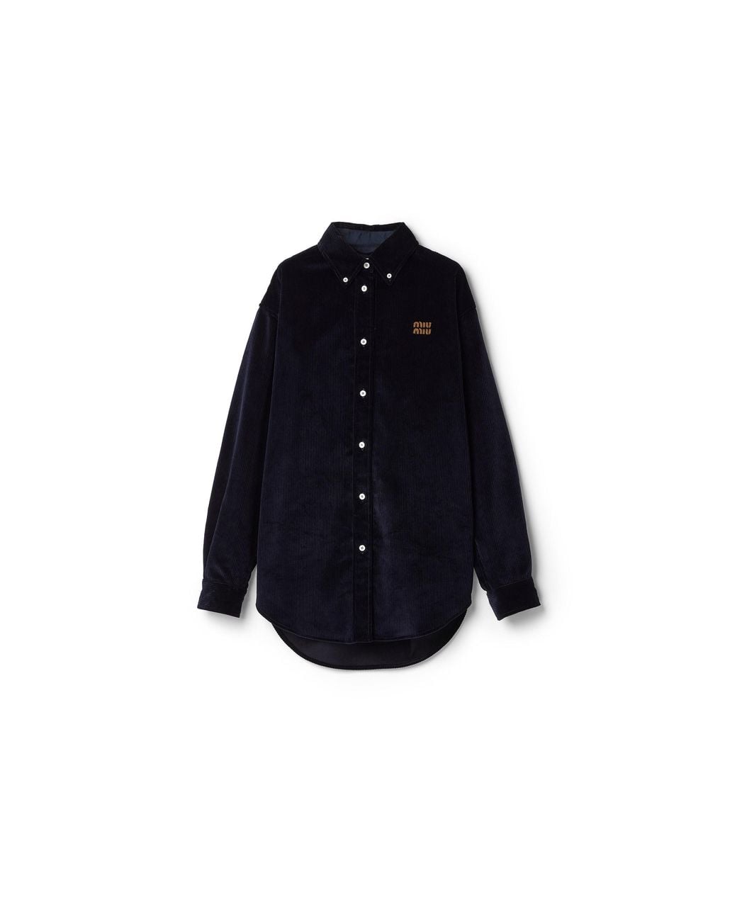 Miu Miu Blue Corduroy And Suede Shirt