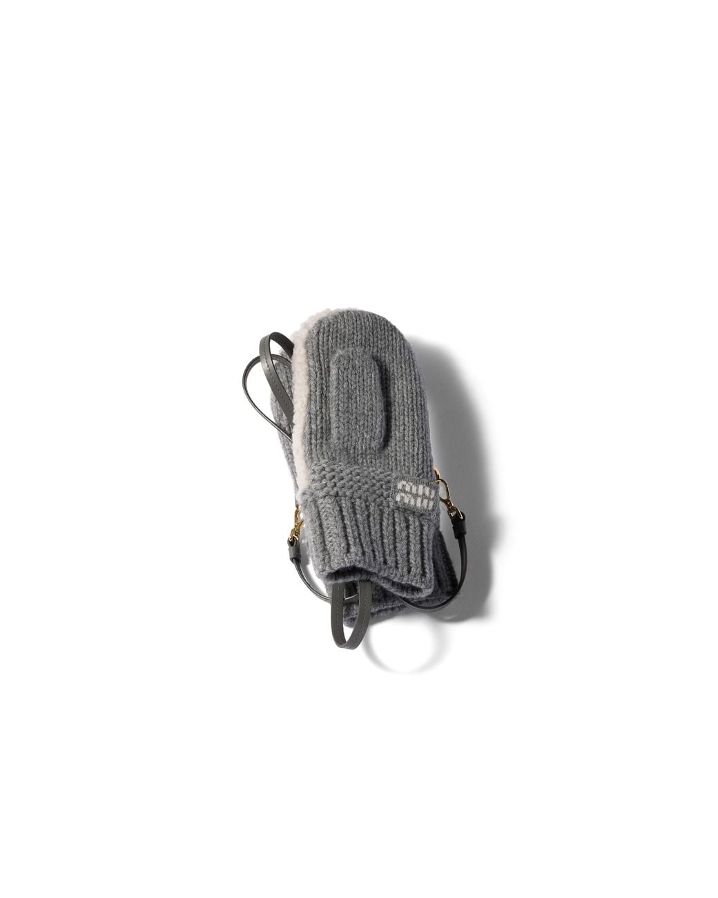 Miu Miu Gray Wool, Cashmere And Shearling Mittens