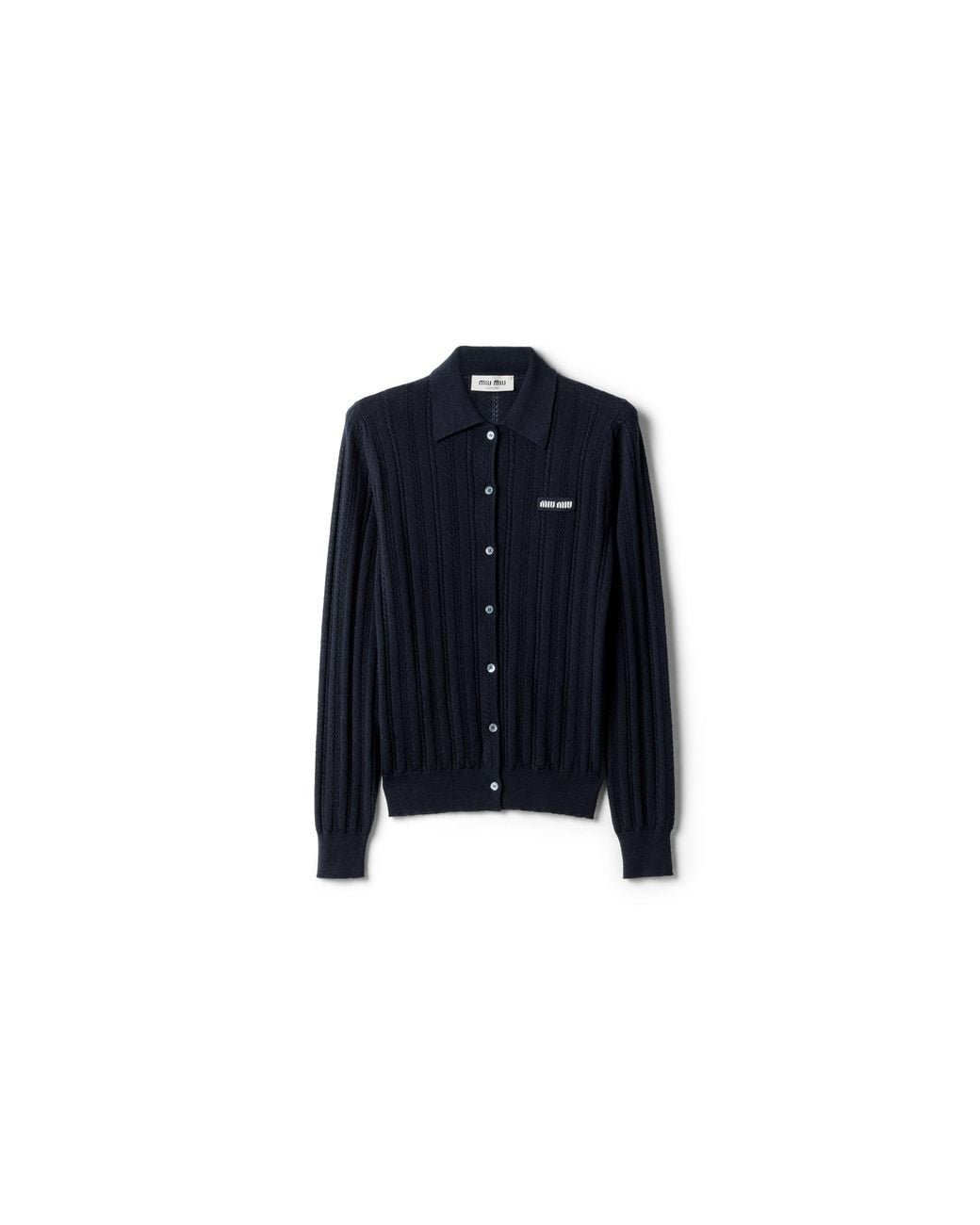 Miu Miu Blue Buttoned Cashmere Cardigan