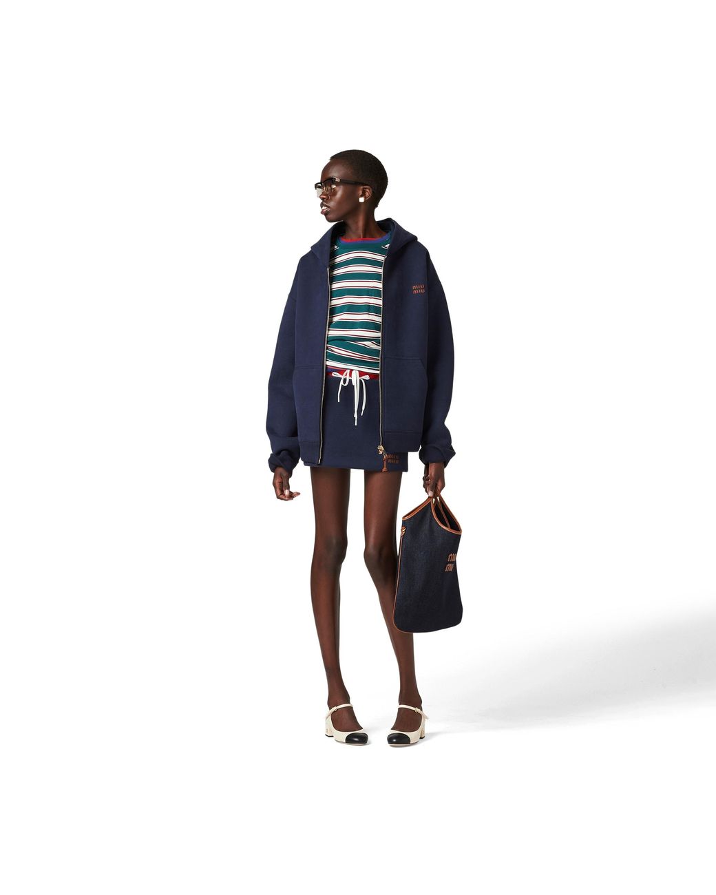 Miu Miu Blue Jersey Hoodie Jacket