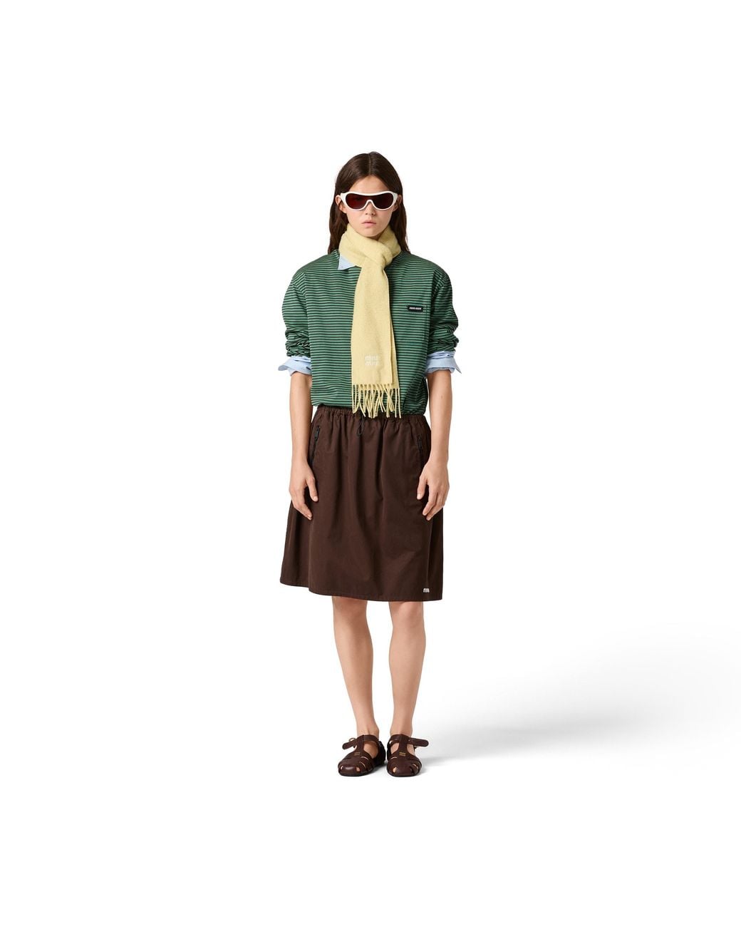 Miu Miu Brown Washed Gabardine Skirt